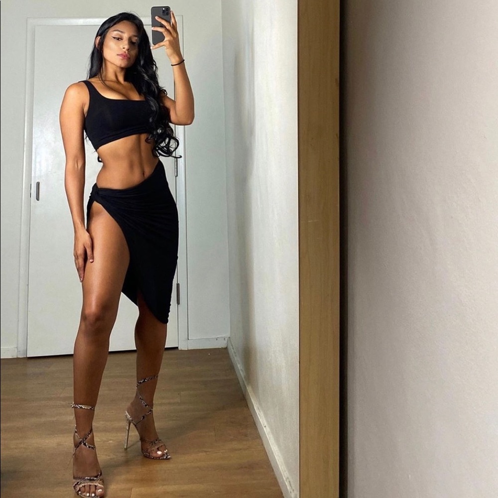 Black Asymmetrical Skirt Set